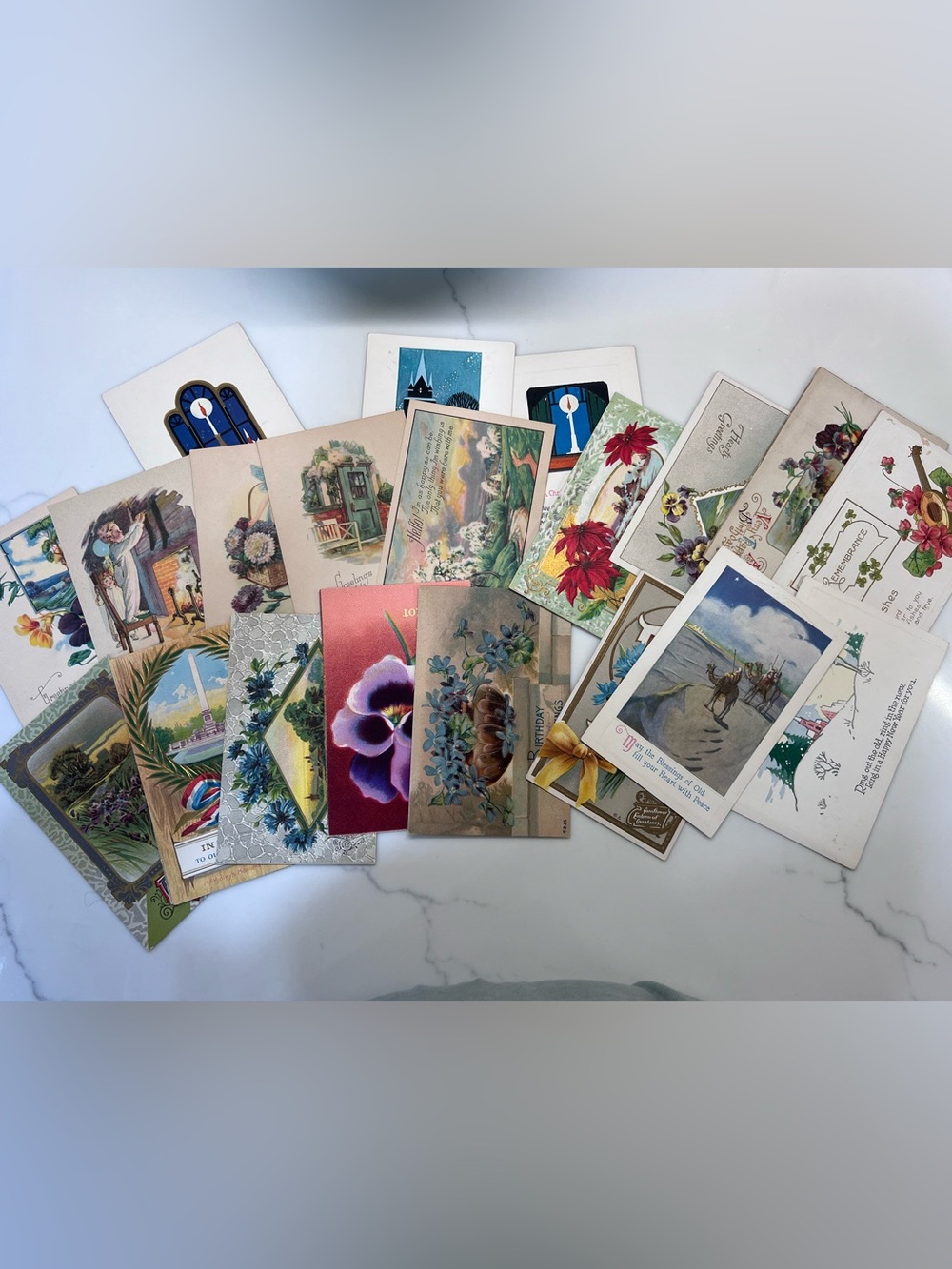 Vintage Greeting Postcards Holidays Christmas Birthday Etc Set Of 20